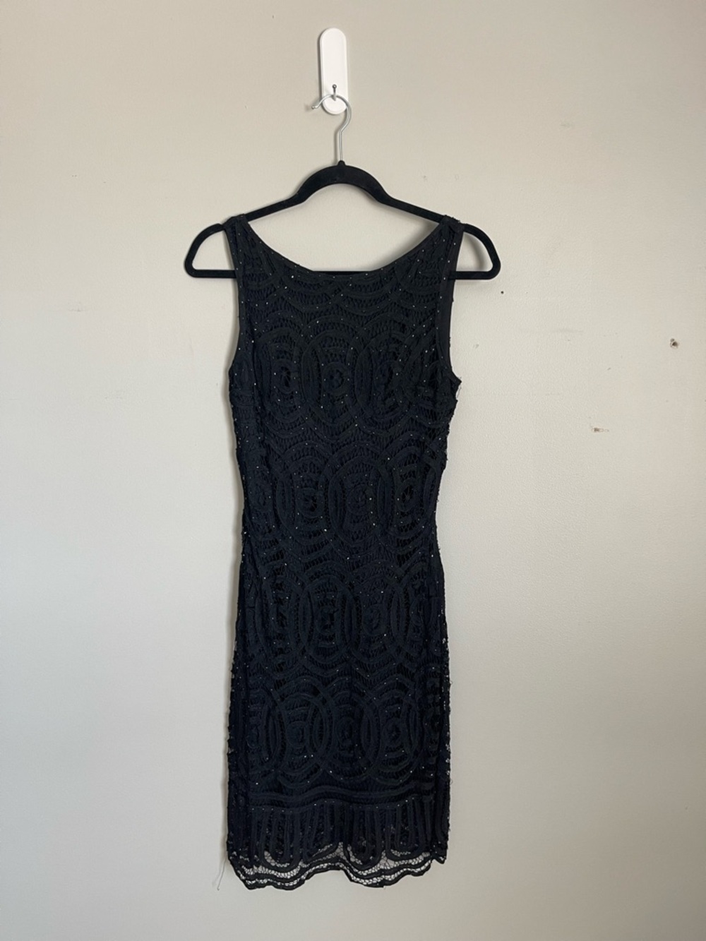 CACHE | Black Beaded Lace Midi Dress Sz S - Picture 2 of 10
